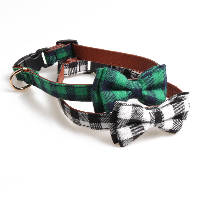 Plaid Bow Tie Pet Collar