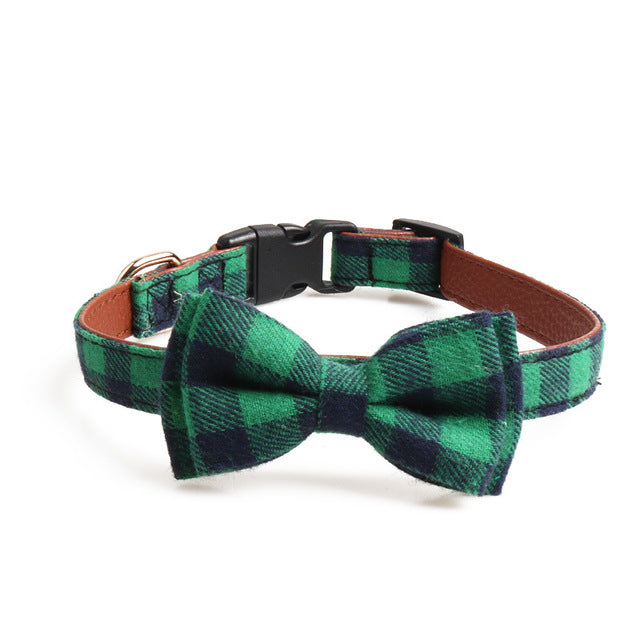 Plaid Bow Tie Pet Collar