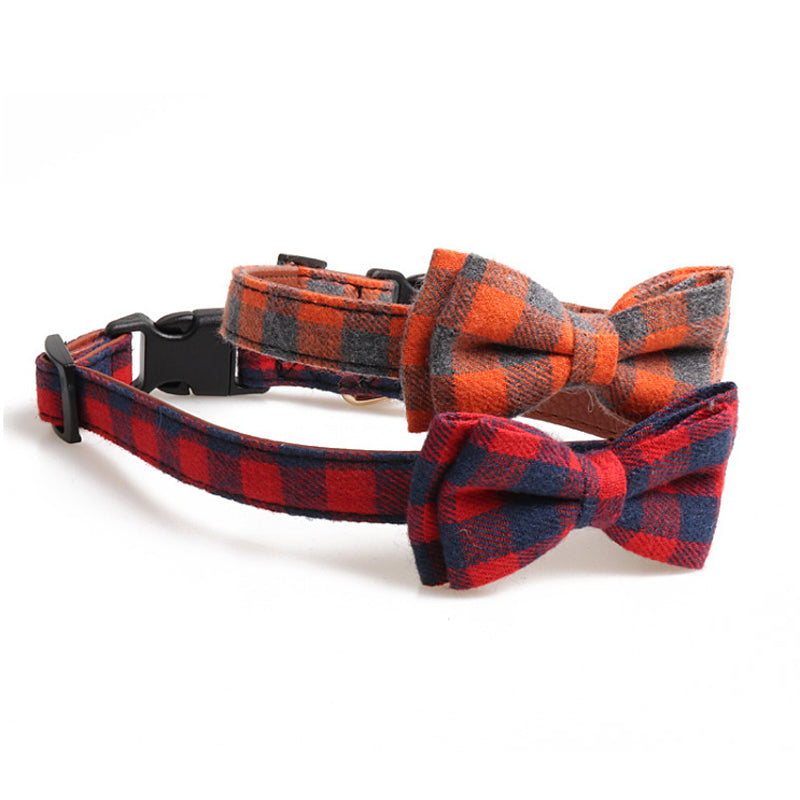 Plaid Bow Tie Pet Collar