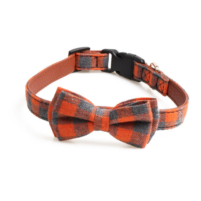 Plaid Bow Tie Pet Collar