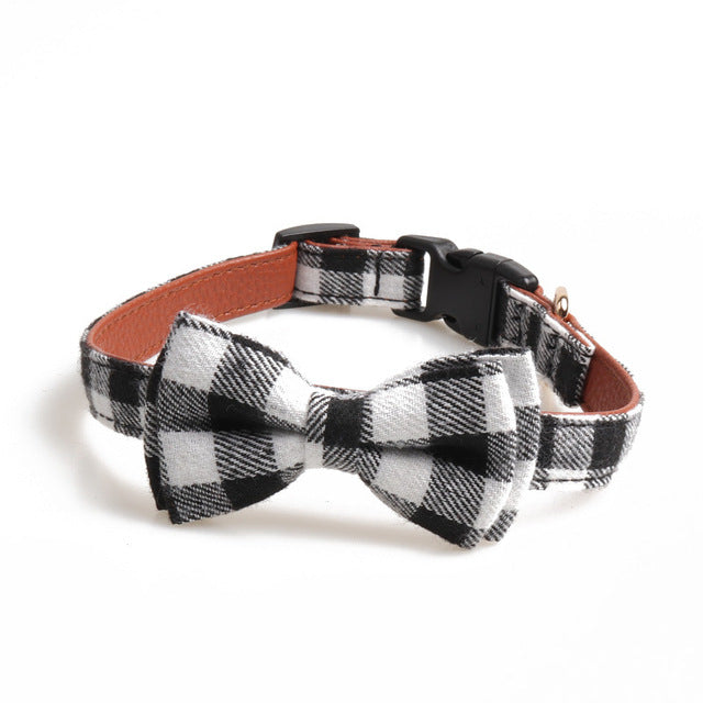 Plaid Bow Tie Pet Collar