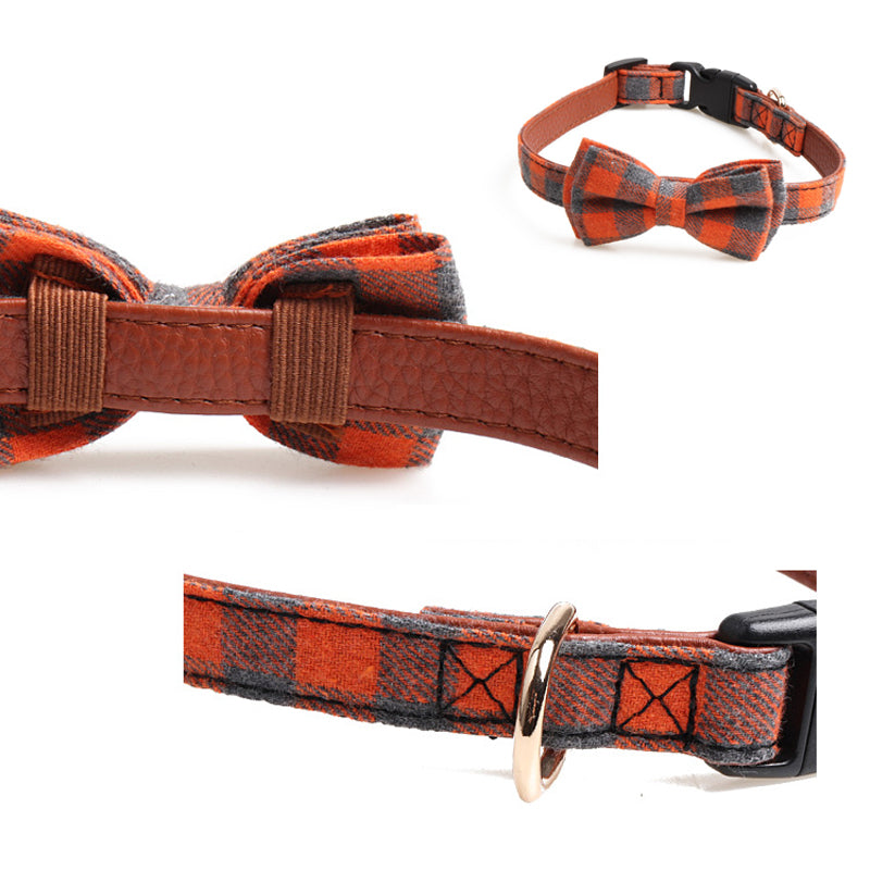 Plaid Bow Tie Pet Collar