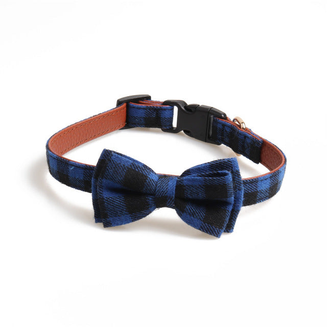 Plaid Bow Tie Pet Collar