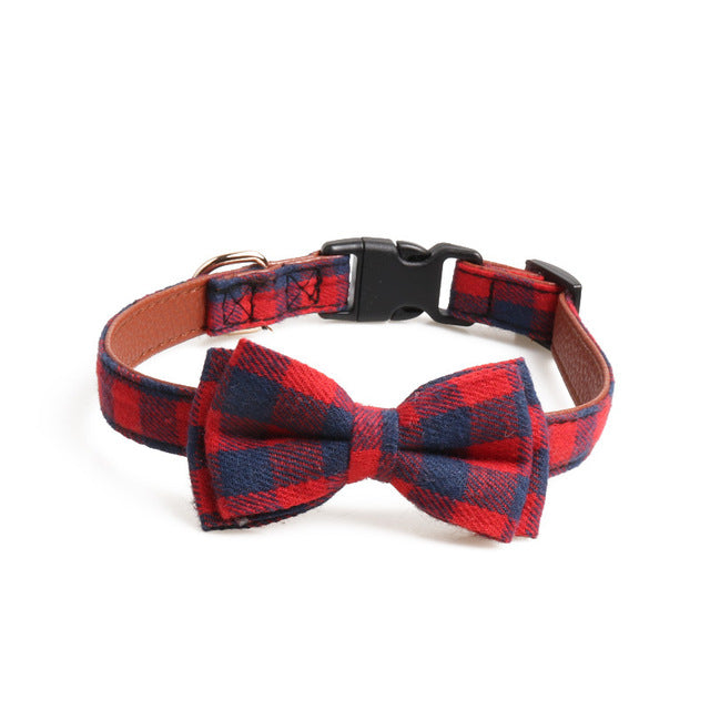 Plaid Bow Tie Pet Collar